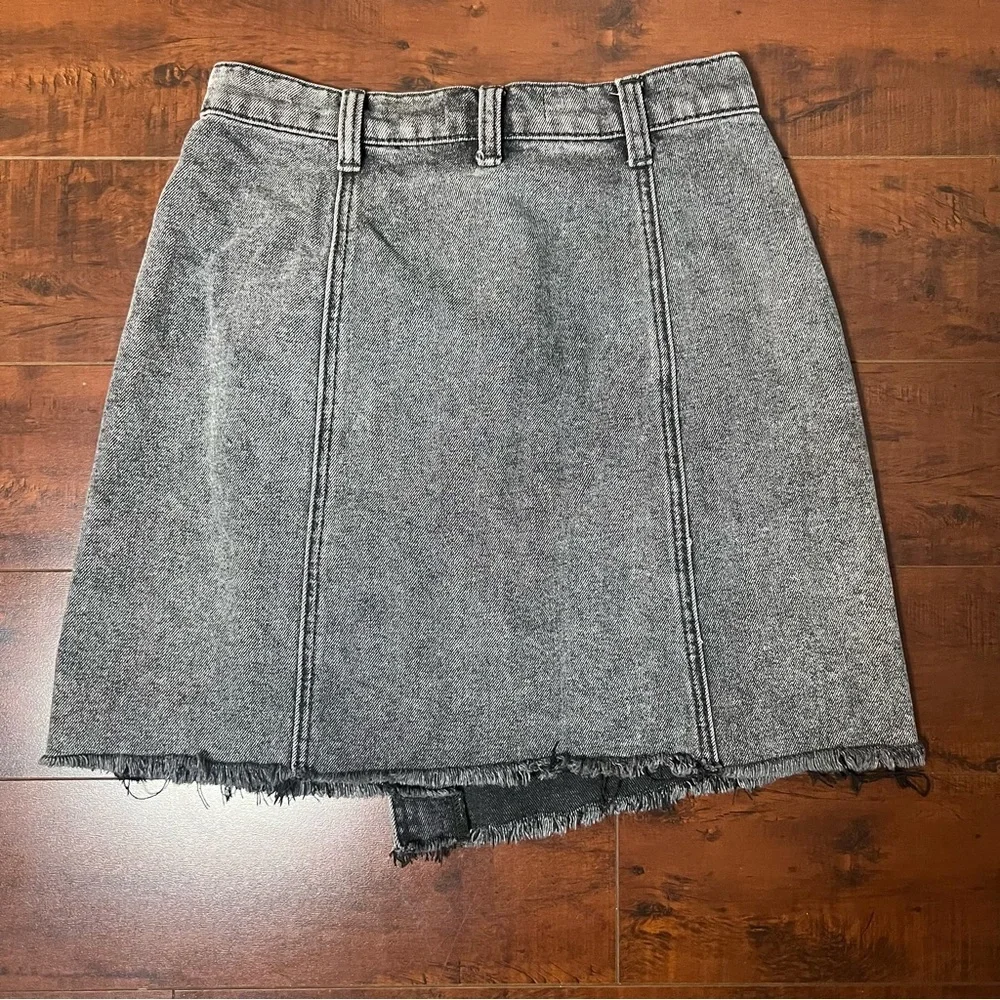 FREE PEOPLE We The Free Denim Parker Wrap Jean Mini Skirt Sulphur Black Size 26 - Picture 6 of 12